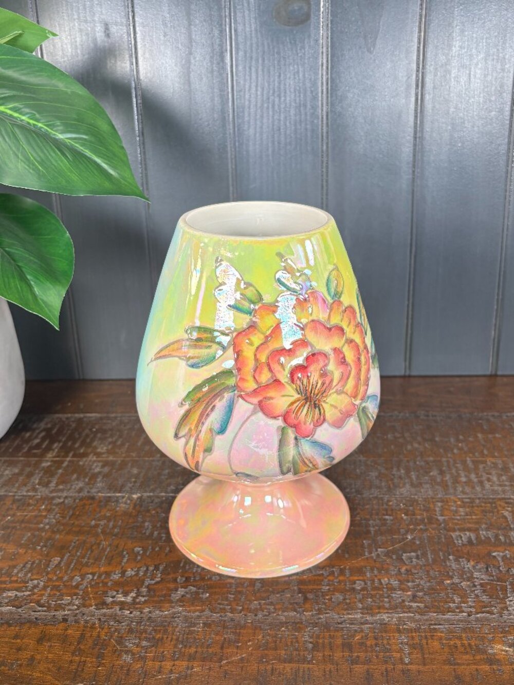 Vintage Beswick Iridescent Lustre Floral Pedestal Vase Shape 1656